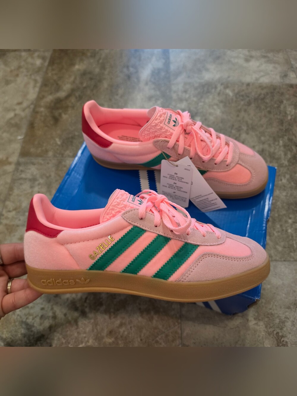 adidas Gazelle Indoor "Pink Velvet / Court Green" Women's Size 6